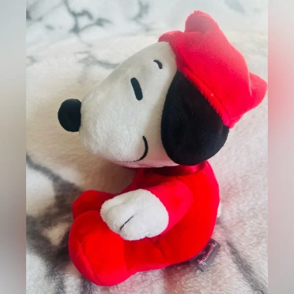 Hallmark Peanuts Snoopy 6” Microfibre Plush wearing Red Pajamas and Hat - EUC - Picture 3 of 8